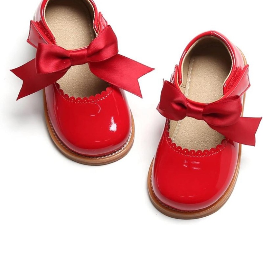 Red Patent Leather Dress Shoes with Bow